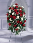 Crimson & White Standing Spray from Backstage Florist in Richardson, Texas